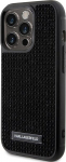 Karl Lagerfeld Rhinestone Logo Metal Plate Back Case for Apple iPhone 15 Pro