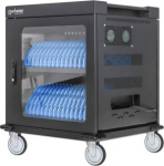 Manhattan Laptop Charging Cart/Trolley via AC Adapter (EU) 32-bay, Install device's AC Adapter (power cables) into unit, Suitable for ALL laptops (to 15.6"), iPads, MacBooks, Chromebooks, other USB-C devices, Bays 380x30x280mm, Cabinet, Lockable