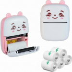 Label Printer ExtraLink EXTRALINK EPP-001 PORTABLE MINI PRINTER PINK + SELF-ADHESIVE THERMAL PAPER 5 SZT