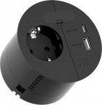 Bachmann LOOP IN CHARGE - Steckdose - 2P+E - Typ F, USB, USB Typ-C - 1 Steckdose, 1 USB-Anschluss, 1 USB-C socket - 16 A - matte black (RAL 9005)