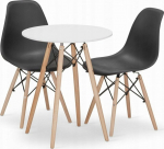 Leobert TODI round table set 60 white + 2 OSAKA chairs black