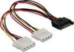 DELOCK Power cable SATA 15Pin -> 2x Molex 4Pin St/Bu 0.20m