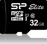 Silicon Power m&auml;lukaart microSDHC 32GB Elite + adapter