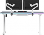 Ultradesk Desk Gaming Desk QUEST, 140x70cm, 72-120cm, white and gray