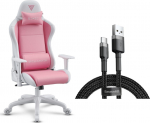Armchair SENSE7 Spellcaster FUKU PU white-pink + kabel usb
