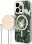 Guess Charger Guess Case Set + Wireless Charger GUBPP14XHJEACSA Apple iPhone 14 Pro Max zielony/green hard case Jungle MagSafe