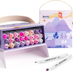 Double-sided Marker Pens ARRTX Alp, 24 Colours, purple tone shade