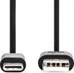 Nedis Kaabel USB-C - USB-A, 1m, must, USB 2.0 15W bulk e.pakendita
