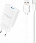 Charger Dudao A4EU USB-A 2.1A - White + kabel USB-A - micro USB