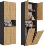 Topeshop NEL 2K DK ANT/ART KP bathroom storage cabinet Graphite, Oak