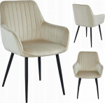 Leobert SOLDEN chair - velvet beige / black legs x 1