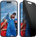 Kaitseklaas privaatsusfiltriga Apple iPhone 16 / iPhone 15, musta &auml;&auml;rega, Ultra-Wide Fit, PanzerGlass