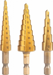 NEO Step drill set HSS TiN, 3-20 mm, Hex, 3 szt