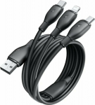 Kabel USB Baseus USB-A - USB-C + microUSB + Lightning 0.8 m Czarny (6932172679590)