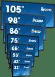 iiyama ProLite TF6539AS-B1AG, 24/7, 164cm (64.6"), Projected Capacitive, 4K, USB, RS232, Ethernet, Android, kit (USB) - touch monitor (aspect ratio: 16:9), screen size: 164 cm (64.6"), Projected Capacitive, resolution: 3840x2160 pixels, VESA mount (4 ...