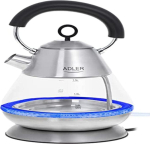 Adler AD 1282 srebrny - Moc [W]: 1850| Capacity [l]: 1.5 | Hidden heating element: tak | Color: inox | Filter: | Rotating base: tak