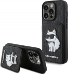 Karl Lagerfeld Saffiano Cardslots and Stand Monogram Choupette Back Case for Apple iPhone 15 Pro
