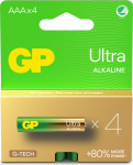 GP Batteries GP Ultra Alkaline Battery, Size AAA, 24AU/LR03, 1.5V (4-pack)