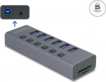 Delock Hub - 5 Gbps, with switch, SD/Micro