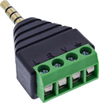 Adapter AV PNY InLine 3.5mm Jack Adapter &ndash; 4 Pole Stereo Microphone Terminal Block &ndash; Black &ndash; 92504J
