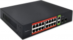 Qoltec Network switch SWITCH Gigabit Ethernet PoE | 16x RJ45 | 2x RJ45 Uplink | 2x SFP | 1000 Mb/s