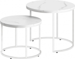 Vodafone Round coffee table 2 pcs marble white legs 53/43 cm zestaw salon