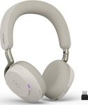 Jabra Evolve3 75 MS - Headset - on the ear - Bluetooth - wireless - active noise erasure - USB-C via Bluetooth adapter - warm grey - Certified for Microsoft Teams, Certified for Microsoft Teams Open Office