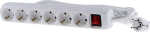 Mercodan 6-outlet Schuko power strip, with switch 1.5m, white