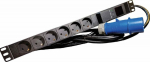 Lanview 19" rack mount power strip, 1U, 16A with 6 x Danish type