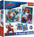 Trefl Puzzle 2w1 + memos Avengers Heroes in action 93333 Trefl