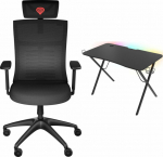 GNS Genesis ASTAT armchair 200 G2 Czarny (NFG-1943) + Holm desk 200 RGB Czarne 113cm x 60cm