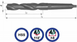 Hikoki Drill Bit Baildon Metal Drill Bit DIN 345 RN NWKc 33 mm, HSS (F), 334-185 mm (grip MK4)