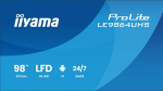 iiyama ProLite LE9864UHS-B1AG, 24/7, 247.7 cm (98"), 4K, USB, USB-C, RS232, Ethernet, Wi-Fi, Android, kit (RS232) - TFT screen, 16:9, screen size: 247.7 cm (98"), resolution: 3840x2160 pixels, speaker, response time: 6.5ms, brightness 500cd, viewing  ...