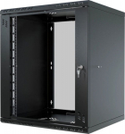 Stalflex Rack Cabinet 19" 12U 450mm Glass Door Black