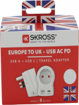 SKROSS Adapter Europe to United Kingdom + USB & Typ C Slot