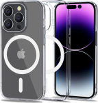 &Uuml;mbris FlexAir Hybrid MagSafe, Apple iPhone 14 Pro, l&auml;bipaistev valge MagSafe ringiga, Tech-Protect