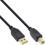 InLine USB 2.0 Kabel, A auf B, vergoldet, schwarz - 1m