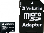M&auml;lukaart Secure Digital Verbatim MicroSDXC 64GB Class10 UHS1 + adapter