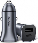 Ugreen USB Type-C / USB 24W Power Delivery Quick Charge car charger, grey (30780)