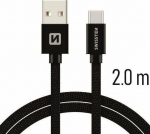 Swissten "Textile Quick Charge 3.1 USB-C" Black