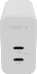 mophie Wall Adapter USB-C PD DUAL 67W GAN EU (2xUSBC) White