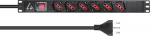 Lanview 1U 19 inch 6 port Type F/J, with switch, 2M power cable