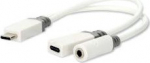 Nedis CCBW64922WT01 - 0.1 m - USB Typ-C - USB Type-C + 3.5mm - Male - Male/Weiblich - Straight