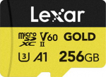 Lexar 256GB microSDXC Professional GOLD UHS-II A1 C10 U3 V60 - microSDXC | 256GB | UHS-II | U3 | A1 | V60 | Class 10 | Reading do 280 MB/s | Record do 100 MB/s