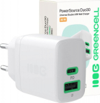 CHARGER NETWORK Greencell PowerSource Duo30 30W 1xUSB-C 1xUSB-A PD 3.0 QC 4.0+ White
