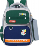 Lean School Backpack with Dinosaur Patches Z Gray Pencil Case 16L