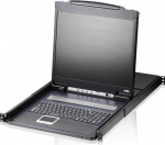ATE ATEN 8-Port PS/2-USB VGA Single Rail LCD KVM Switch, 1920 x 1200 Pixel, WUXGA, Rack mounting, 22 W, 1U, Schwarz