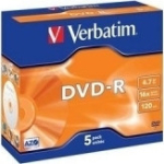 DVD-R Verbatim 4.7GB 120min 16x Jewel, Advanced AZO+ Protection, Recordable,1 toorik tavapakendis