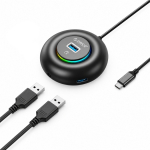 HUB USB Orico YXR4-C3 RGB 4-portowy USB-A 3.0 z port audio/microphone 0.3 m - czarny (6941788806337)
