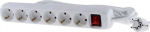 Mercodan Schuko power strip with 6, outlets earthed, w. switch
